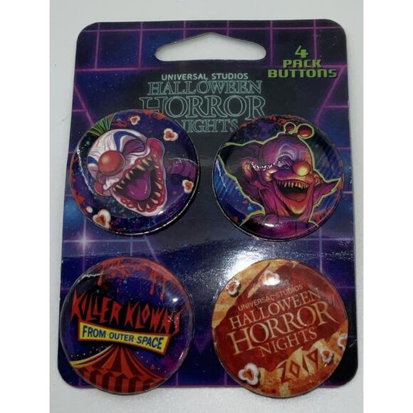 Universal Halloween Horror Nights 2019 Killer Klowns Button Set - Picture 1 of 2